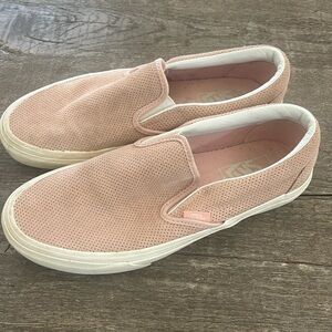 Pink suede slip on Vans size 8.5 womens